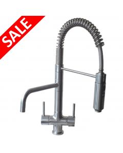 Osmio Azzurra Breve Brushed Chrome 3-Way (Tri-flow) Kitchen Tap Spray Hose