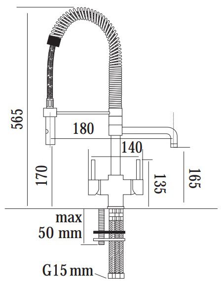 3 Way Tap Triflow Tap Kitchen Mixer with Spray Hose Osmio Azzurra Dimensions