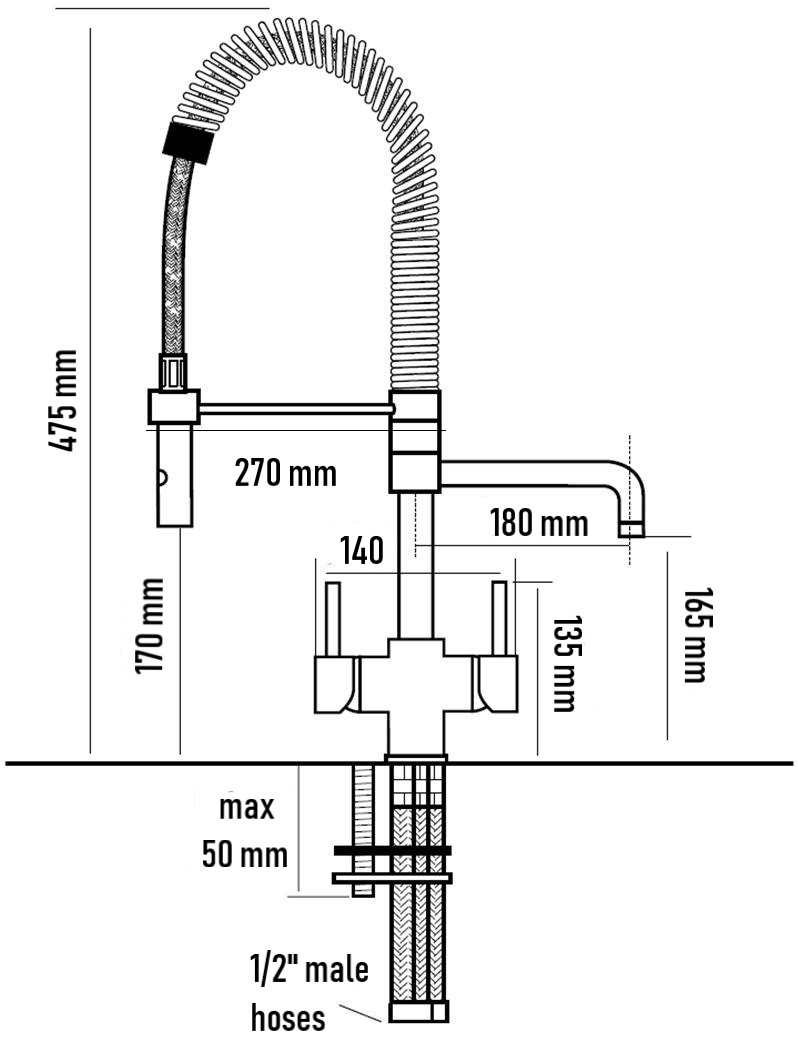 Azzurra Breve tap dimensions