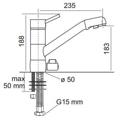 Long Reach 3 Way Triflow Tap
